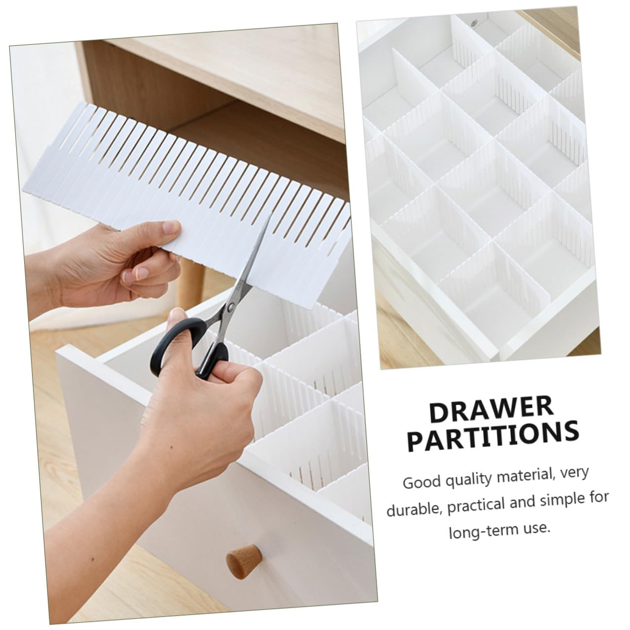 Mikikit Divisori per Cassetti Organizer per Domestici Combinazione Libera in Plastica Bianca 10 Pezzi Dimensioni 38x11 Cm per Riporre Biancheria in Casa