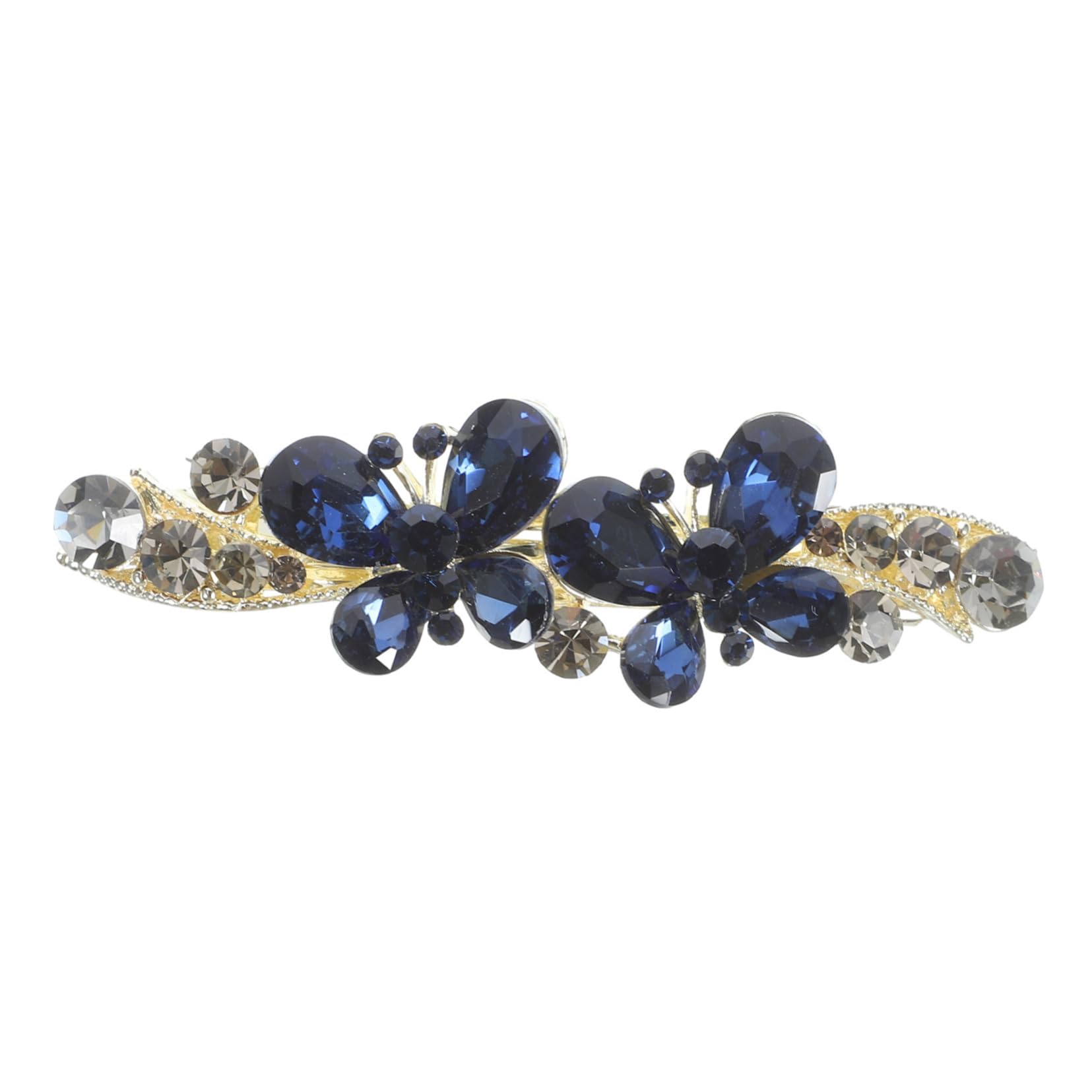 GG Navy and Cream Barrette Navy Blue Crystal Hair Barrette: French Floral Clip - Etsy main image 4