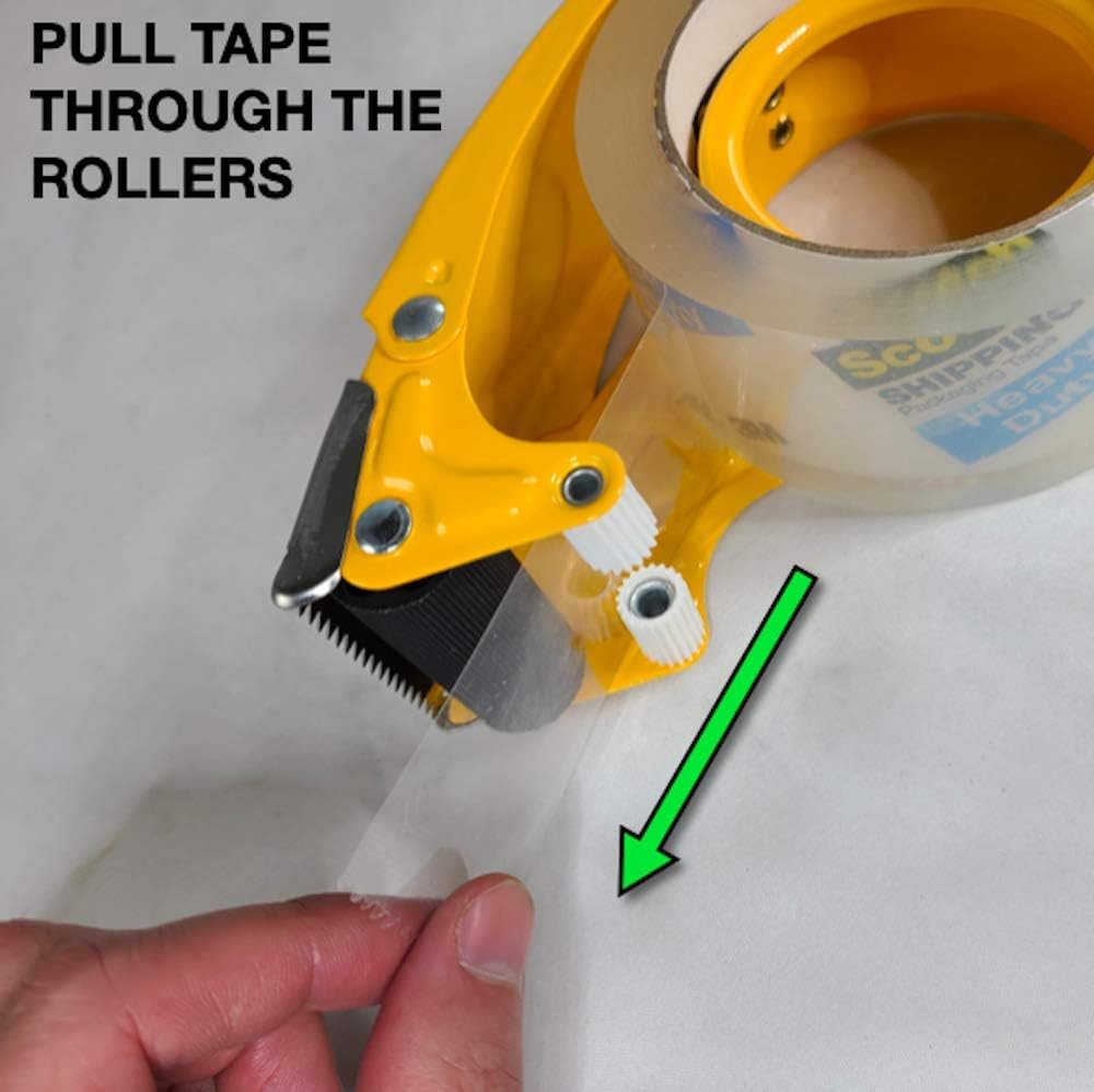 Heavy Duty Metal Handheld 2" Inch Tape Gun Dispenser - Packing, Packaging, Sealing, with Cutter & Reverse Stopper (Tape Not Included) (1 Pack Yellow) : Office Products