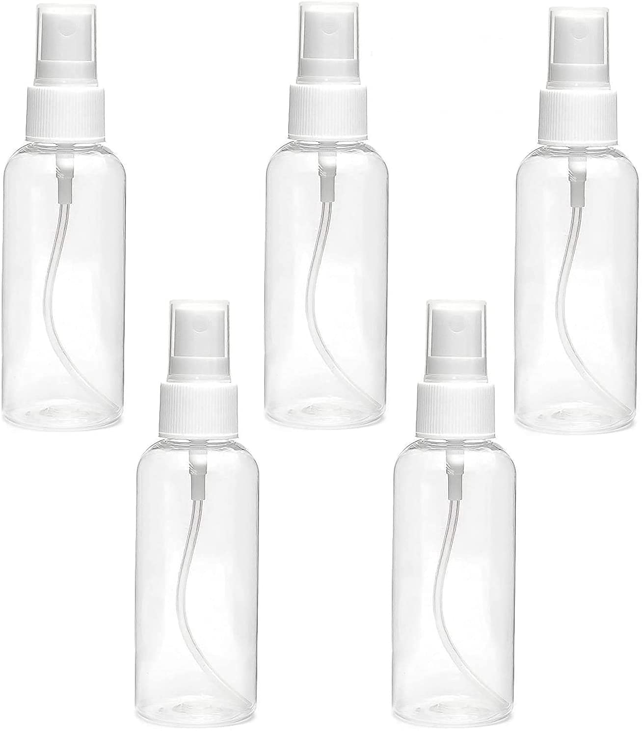 Hunky Dory 100ml Empty Plastic Transparent Refillable Fine Mist Spray Bottle for hand sanitizer,Perfume, Lotion, Oil, Travel | Costemic Use etc (Pack of 5)-picture-37