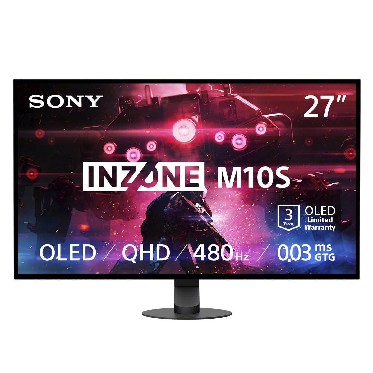 Sony INZONE M10S 27 OLED QHD 2560x1440 480Hz 0 03ms GTG NVIDIA G-SYNC Compatible Gaming Monitor Renewed