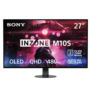 Sony INZONE M10S 27” OLED 1440p Gaming Monitor 480Hz 0.03ms, Low Profile Stand, Tournament Mode, Dual Screen Size (24.5”), G-SYNC Compatible, Anti-Glare, Custom Heatsink, 3-Year OLED Limited Warranty - Amazon product rated Grade B