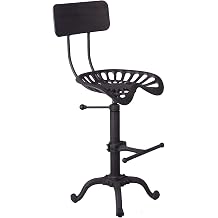 Industrial Design Metal Adjustable Height Backrest Chair Vintage Tractor Saddle Bar Stool Rust