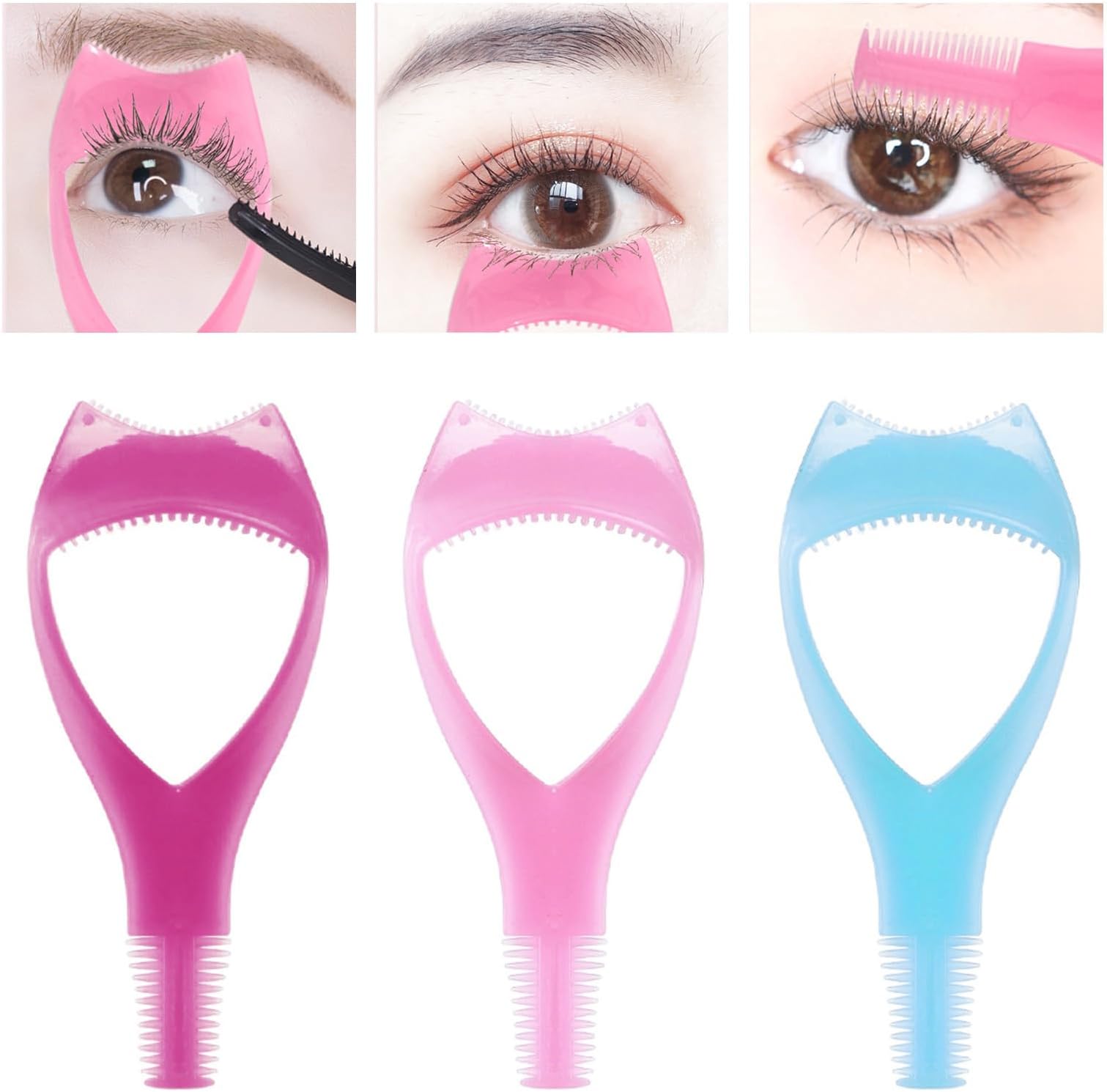 3 in 1 Mascara Shield Guard, Mascara Shield, Newbie-Friendly Mascara Shield Applicator Guard, Travel Essentials & Pocketwear. -Purple+Pink+Blue(3PCS) M