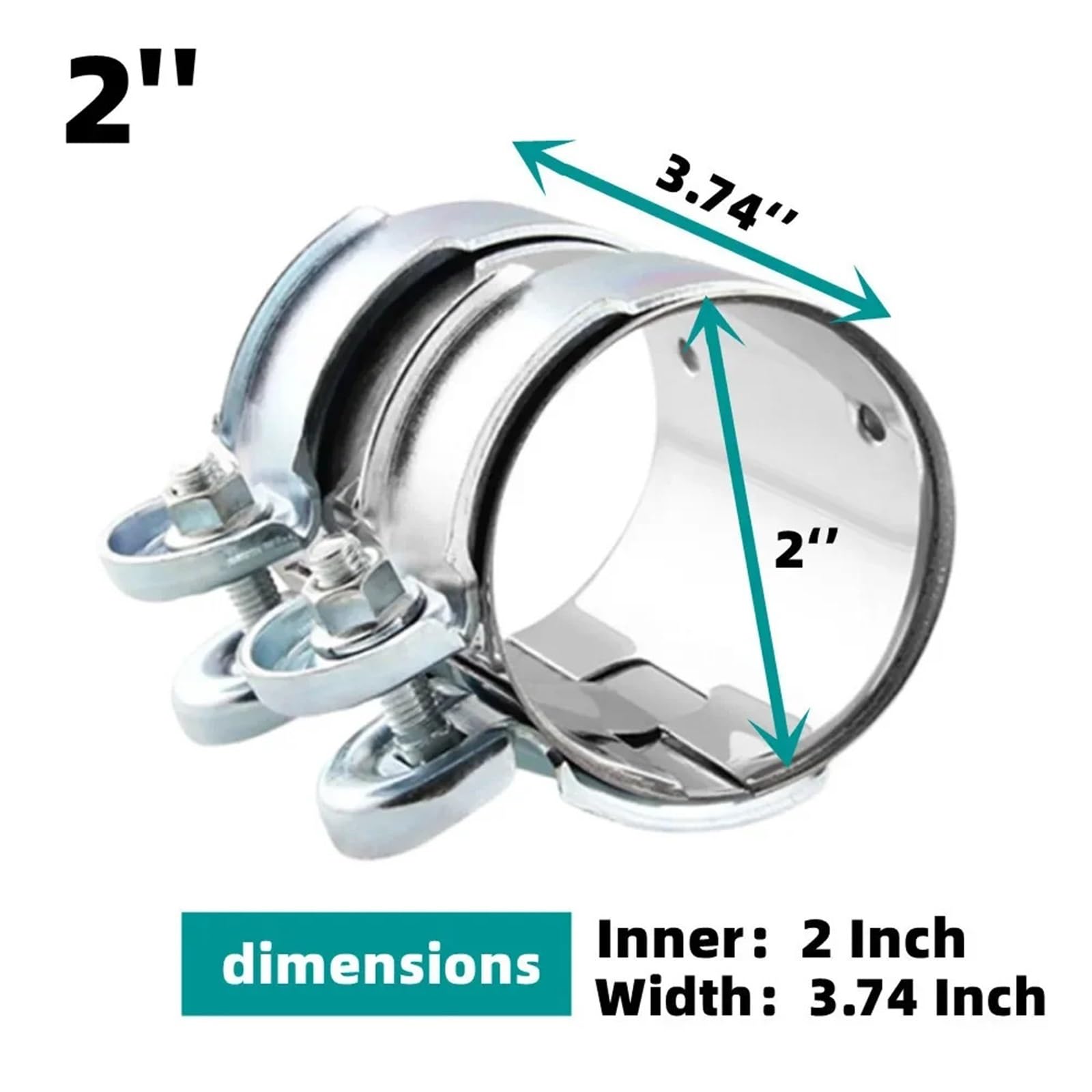 Edelstahl-Schlauchschellen, Auspuffrohrschelle, V-Band-Klemme, Edelstahl, for Motorrad, Auto, mehrere Größen(2.5inch)