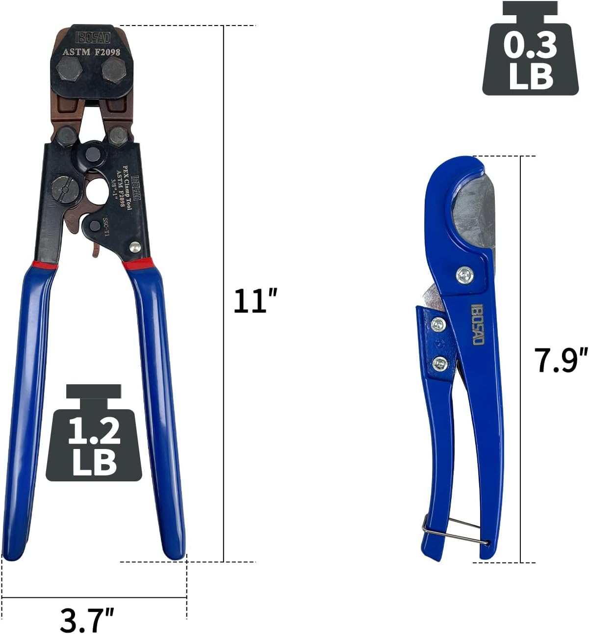 Sutekus PEX Cinch Tool Set For 3/8" to 1" Clamps Pex Crimping Tool Crimper and Pex Cutter With Free Clamps Pipe Fitting Tool Kit