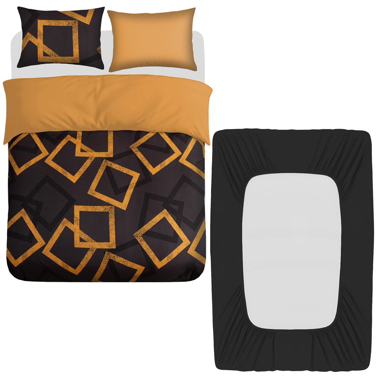 Grace - King Size Duvet Cover Set - UltraSoft Microfiber - Gold