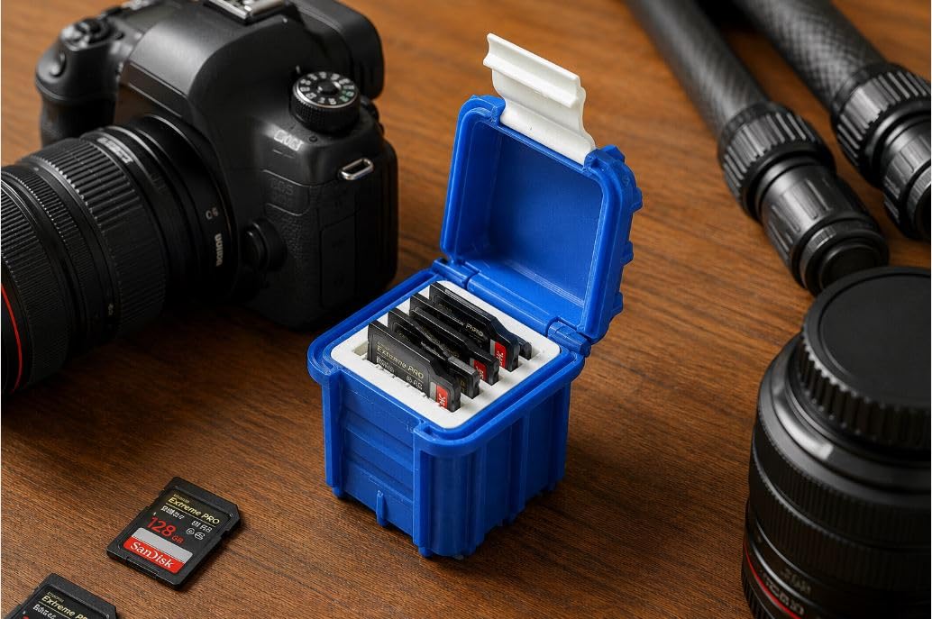 Compact SD Card Storage Box for Photographers, Multi-Card Organiser Case, Blue, Secure Lid, Travel-Friendly-picture-18
