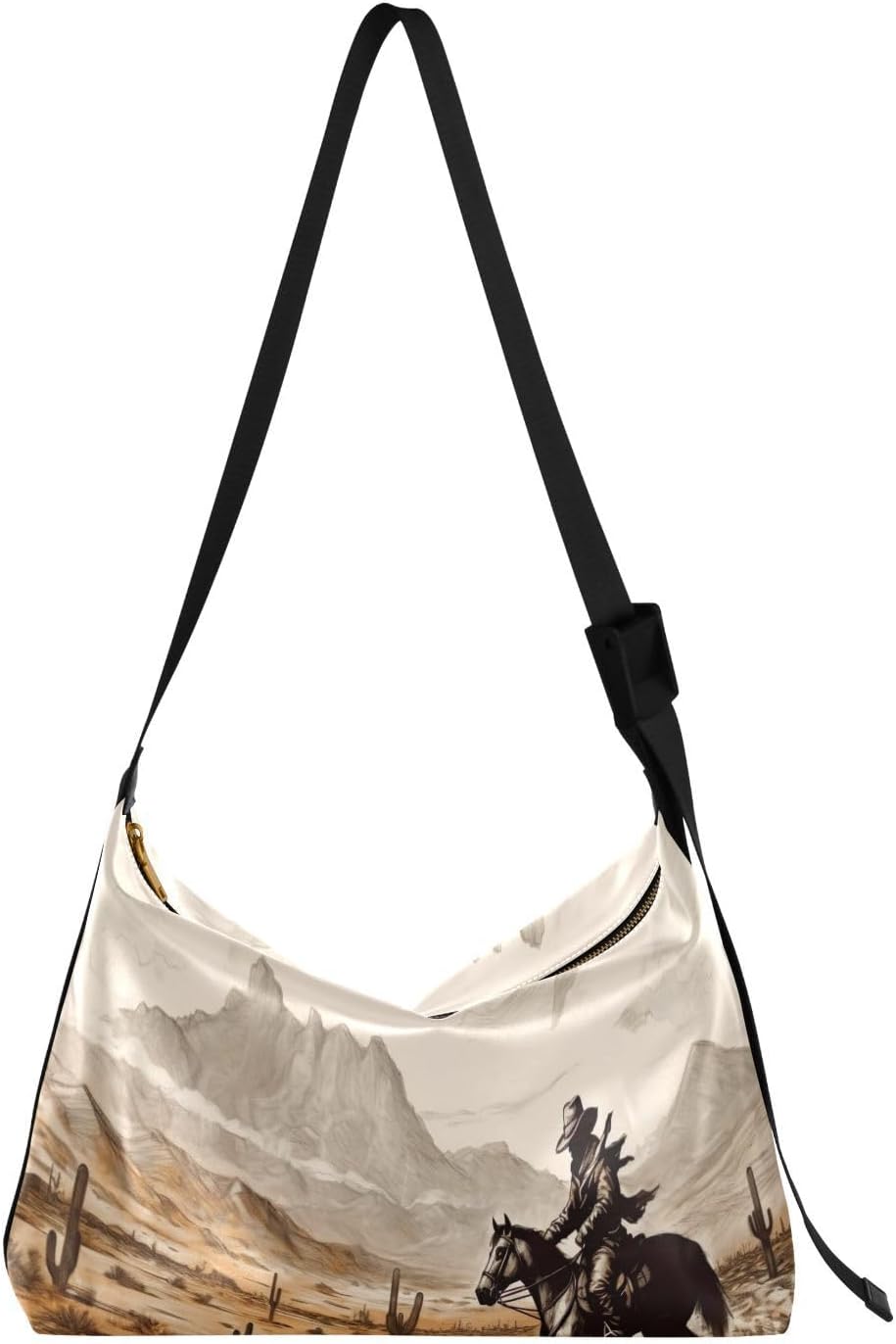 Kigai Western Desert Cowboys Crossbody Bag Hobo Handbag Purse Fashion PU Leather Shoulder Bags for Women