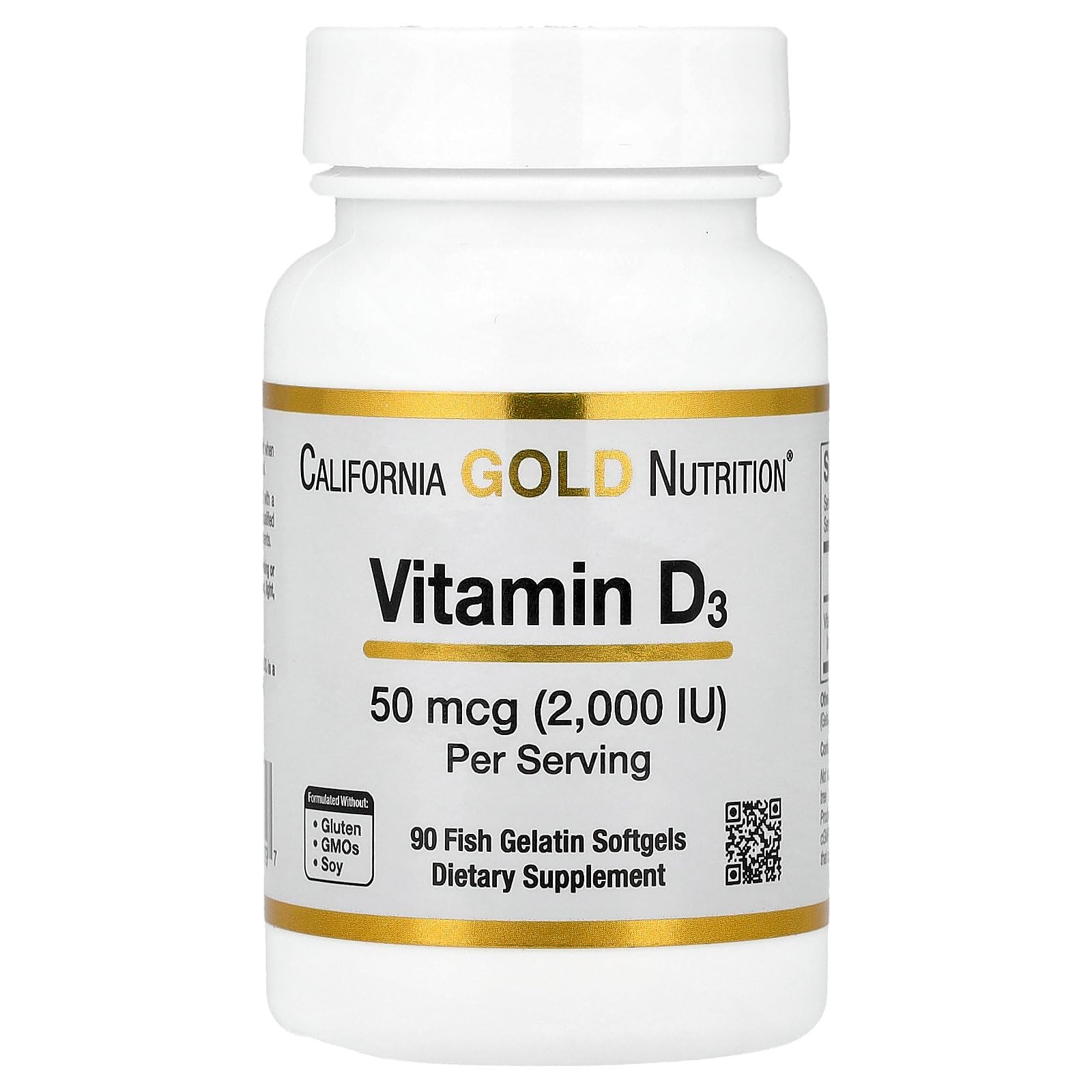 Vitamin D3,50mcg (2,000 IU), 90 Fish Gelatin Softgels