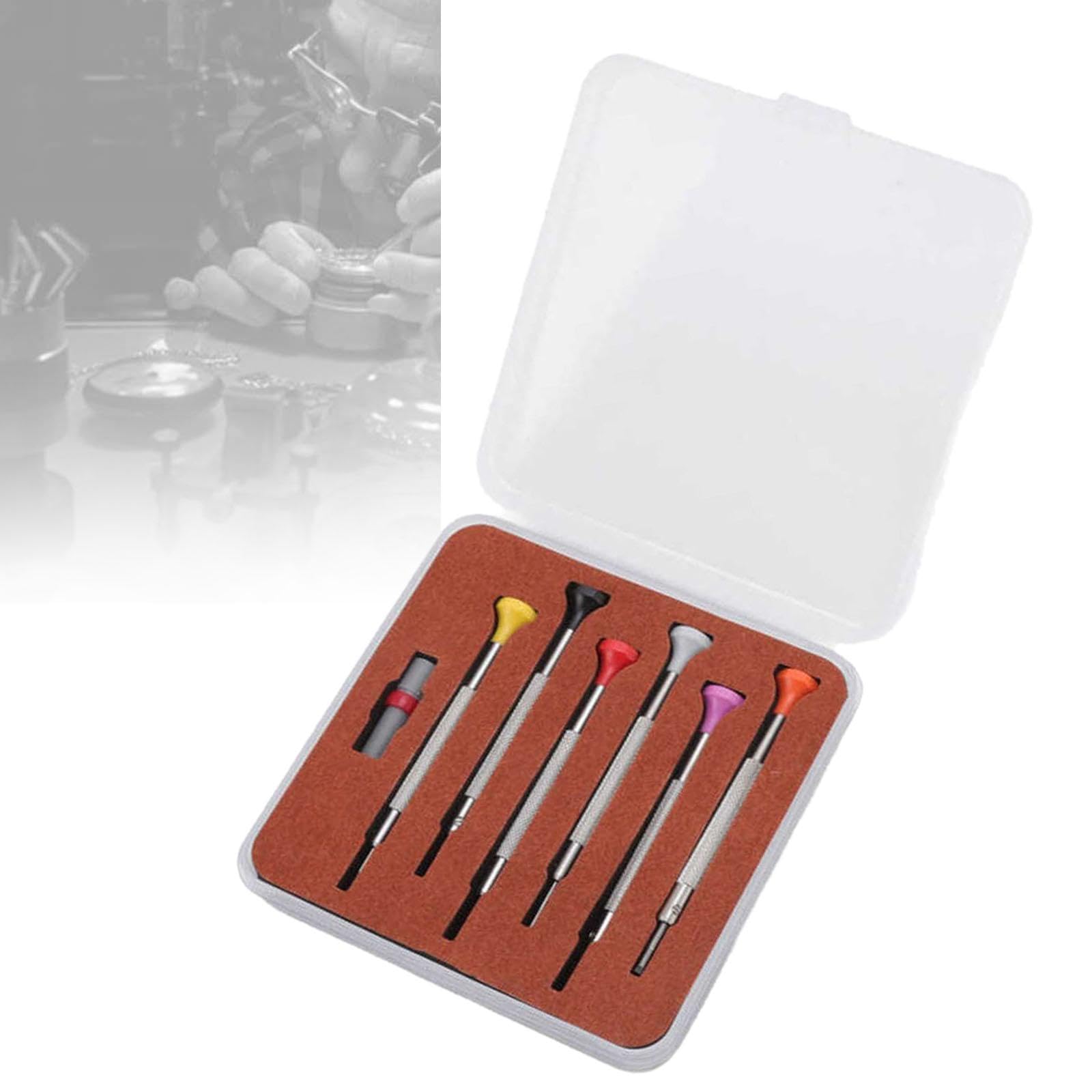 Oshhni Juego de destornilladores para relojes, herramienta de reparación de relojes, mango ergonómico, multiusos, portátil, precisión de 0,8-1,8 mm para