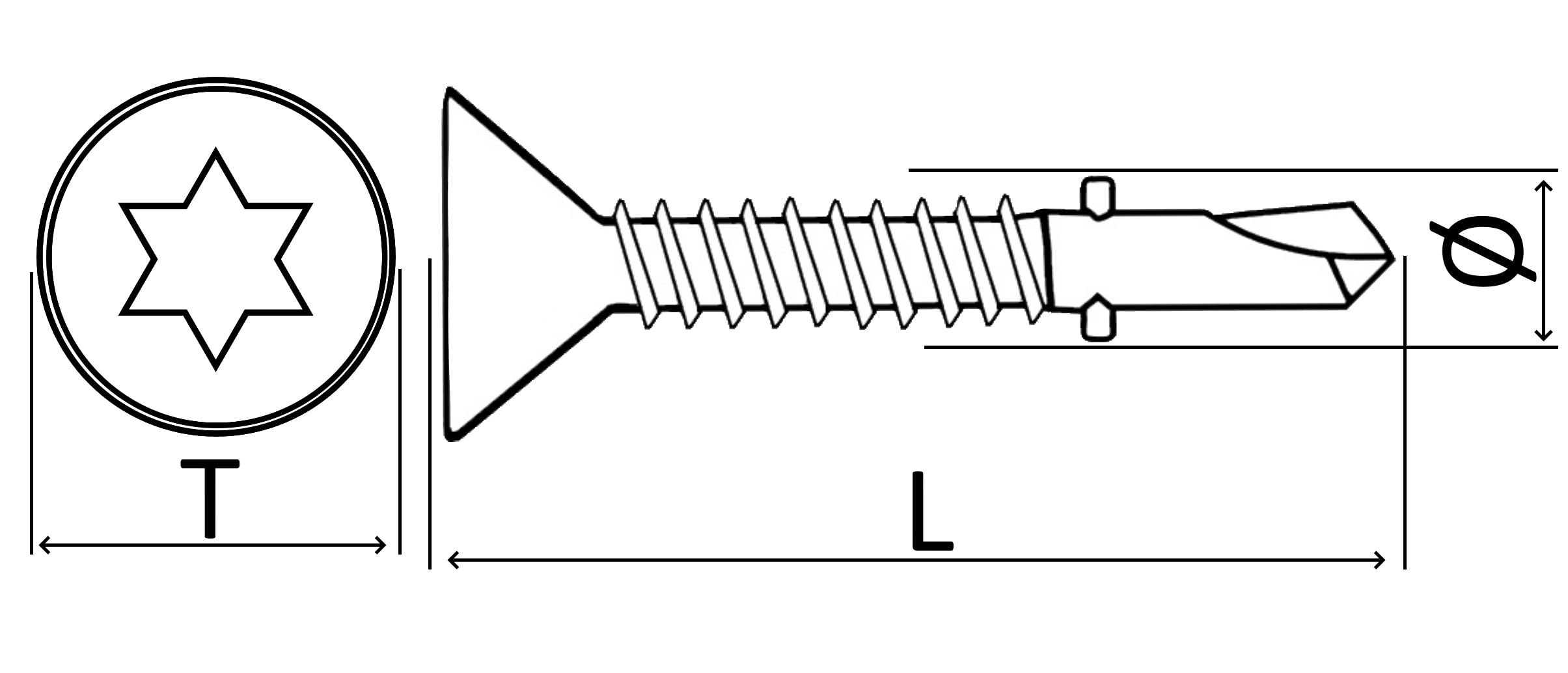 DIN 7504PTEK Zelfborende plaatschroeven met verzonken Torx kop en