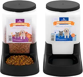 Kit Comedouro 3kg Bebedouro 3L Automático Cães Gatos | Dispenser Ração Água Anti-Formiga TáNaTela (Preto)