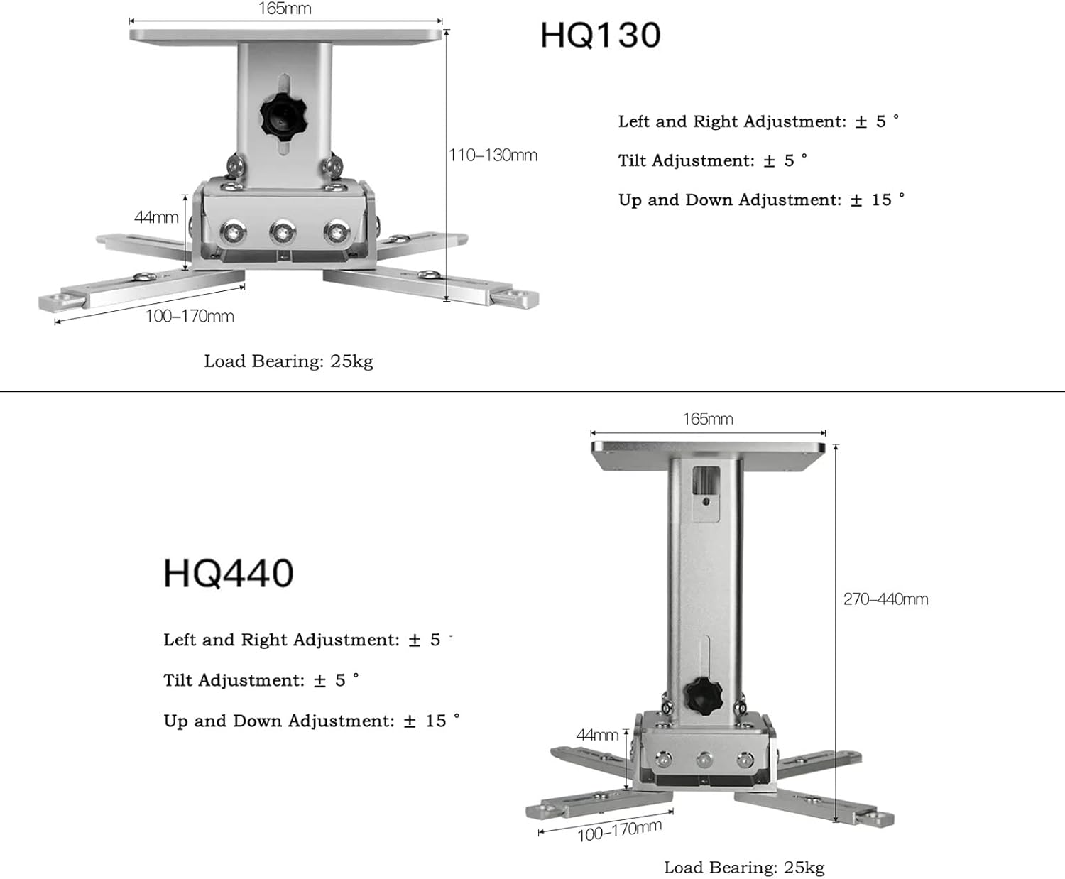 Projector Mount Projector Lifting Bracket Wall Hanging Hanger Aluminium Alloy Hanger Projector Universal Lifting Telescopic Mount Projector Stand (Color : Silver Long Rod(HQ440))