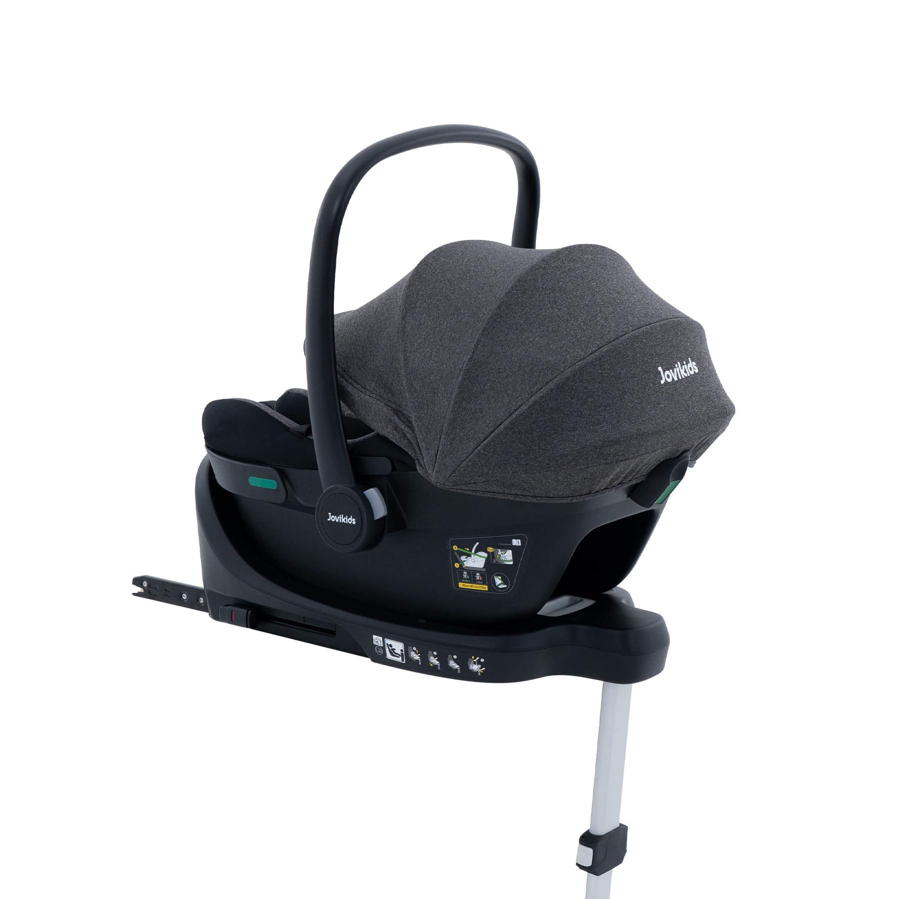 Jovikids Silla Coche Bebé i-Size/ECE R129, Base ISOFIX, Protección contra Impactos Laterales,Silla de Coche Viajes para Recién Nacidos Grupo 0/0+, de 40 a 87 cm, 0-18 Meses (Negro)