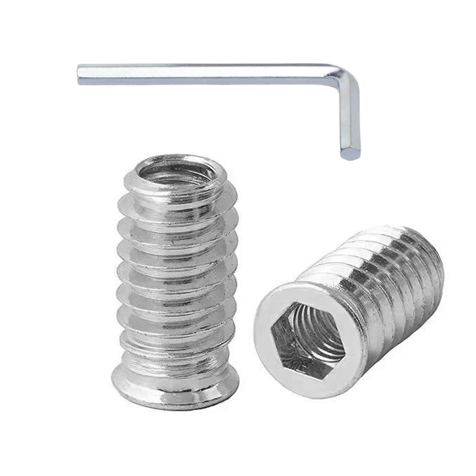 HAISHANG 20 pcs M6x10mm Threaded Insert Nuts, Flanged Hex Socket Nuts, Carbon Steel Insert Nut with Hex Drive Head Screw in Nut for Wood Furniture