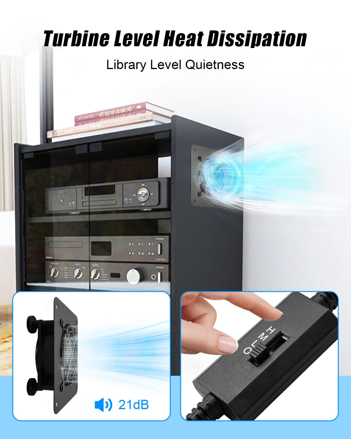 Armadietto USB da 80 mm, sistema di raffreddamento silenzioso con controllo della velocità, ventola in metallo da 4 pollici alimentata tramite USB per Home Theater, console di gioco, armadio di