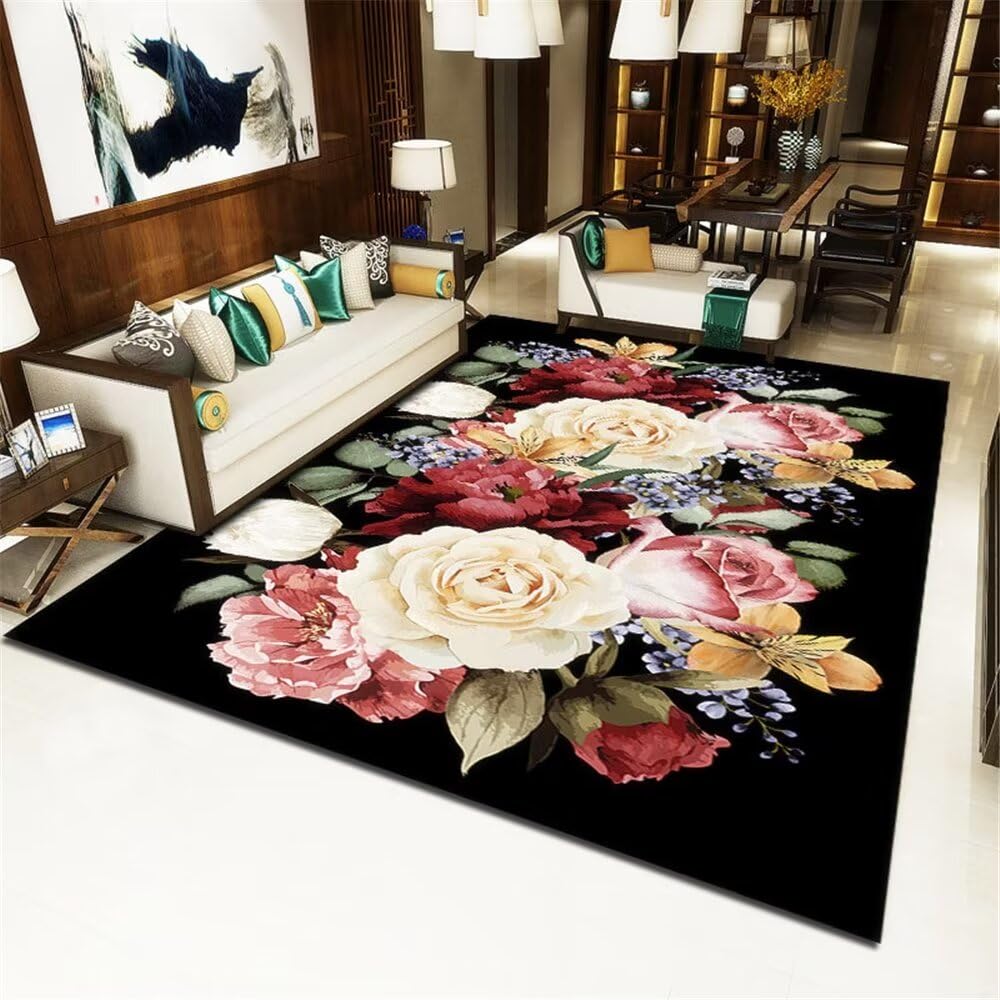 Tapis de salle à manger à grandes fleurs tapis salon moderne et extérieur balcon 120x180cm