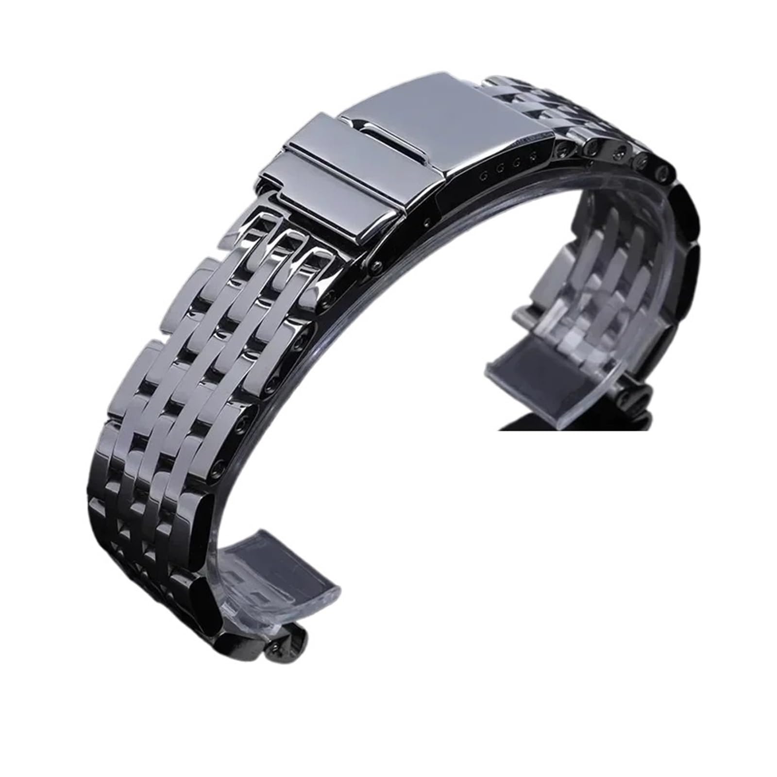 Bracelet de Montre en Acier Inoxydable 22/24 mm, 7 Perles, Compatible avec Les Bracelets Breitling, Compatible avec Les Bracelets Navitimer/Avenger, Boucle déployante et extrémité Plate(22mm)