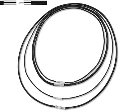 Black Cord Necklace, 4 Pc Waxed Rope DIY Chain for Pendant Waterproof Braided Leather Cord 1.5/3mm Width 1618" 20" 22" with Clasp for Pendant String for Jewelry Making