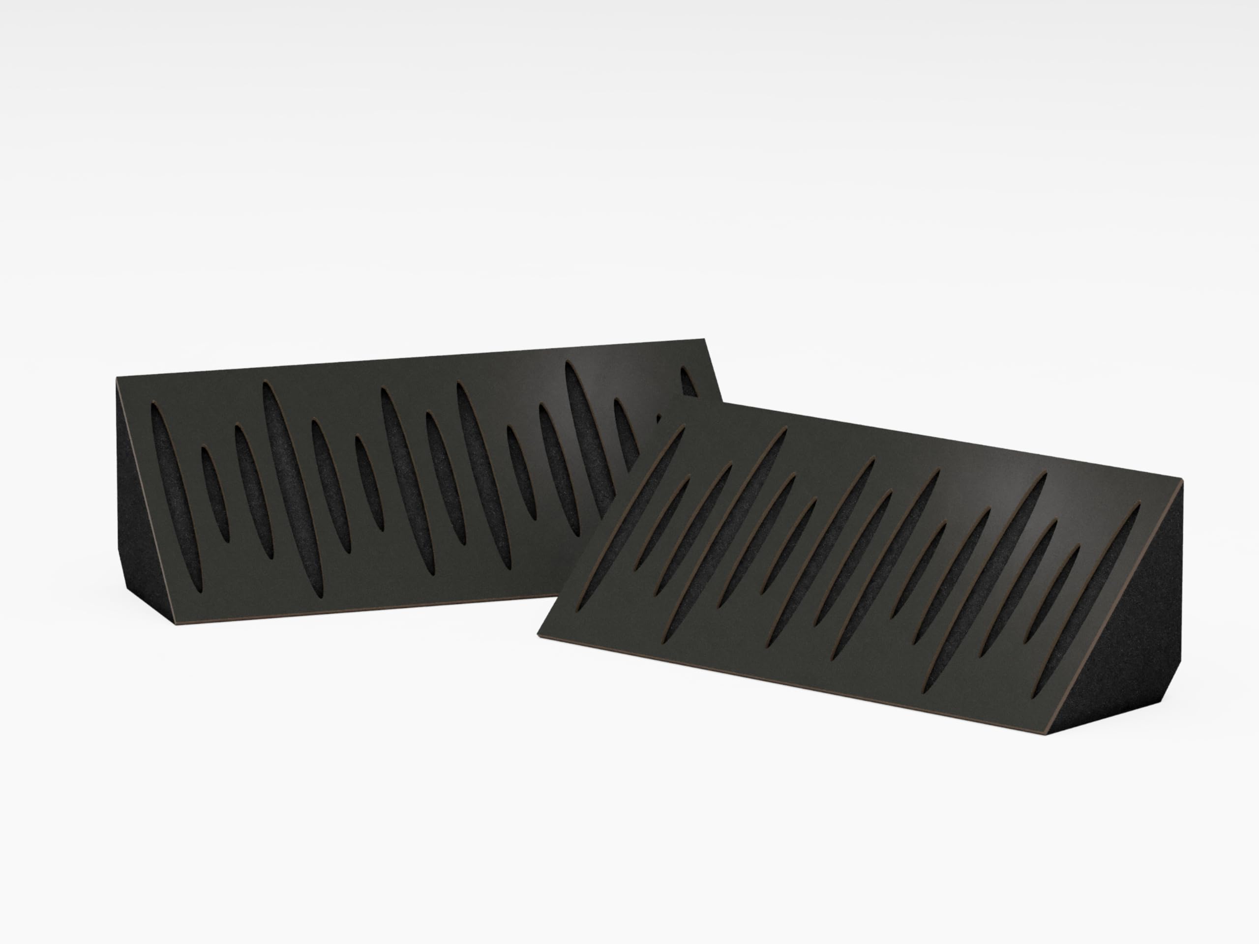 Lot de 2 pièges à basses d'angle acoustiques étroits | Diffusion - Réflexion - Insonorisation - Isolation | 23x50cm | Plaques perforées de couleur : (Noir, PULSE-mini-Horizont)
