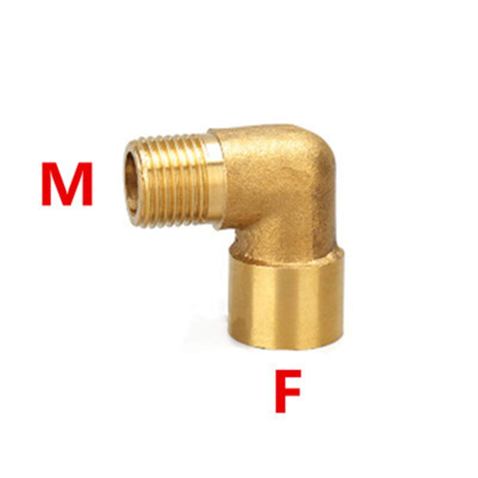 Qinlu-Brass Connector Hose Fitting 90 Deg Brass Elbow Pipe Fitting Connector Coupler For Water Fuel Copper Adapter, 1/8