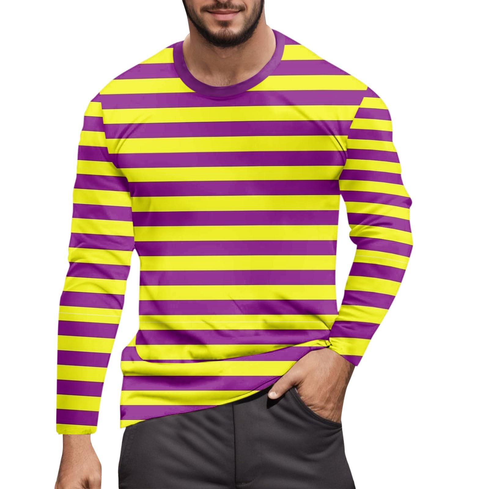 Striped Shirt Men Women Red-White Long Sleeve Shirt Carnival Long Sleeve T-Shirt Horizontal Stripes Vertical Stripes Wide Stripes Fine Stripes Crew Neck Casual Top Striped Shirt Carnival Costumes