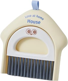 Mini Dustpan and Brush Set, Small Handheld Dust Pan with Clean Broom for Home, Kitchen, Desktop, Sofa, Keyboard, Table and Pet Cages(Yellow)