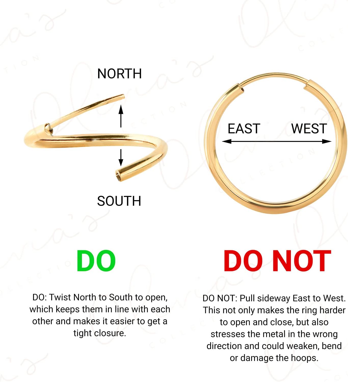 Olivia's Collection 14k White or Yellow Gold Lightweight Endless Hoop Earrings (10-20mm) True 1.0mm width. Piercing to Lobe, Upper-Lobe for a Woman, Man, Teens - Image 5