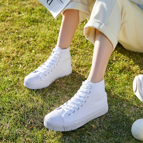 Image of ZGR Womens High Top Canvas Sneakers,Lace-up Canvas Shoes,Casual Tennis Walking Shoes