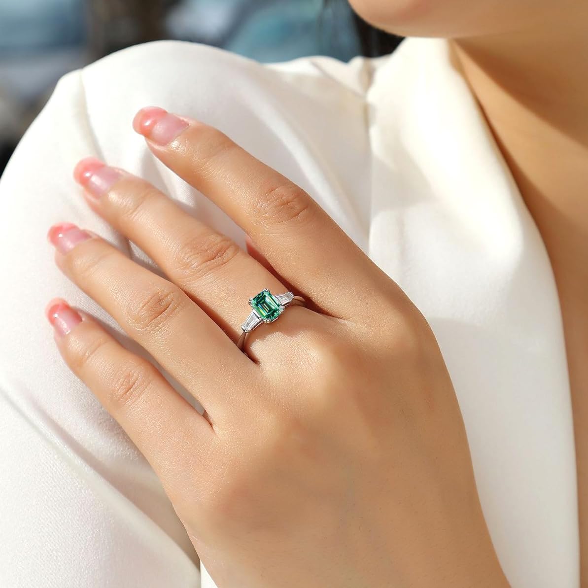 Classic Emerald Cut Moissanite Women Ring Gift 2ct 6x8MM Laboratory Diamonds Rings S925 Silver Eternal Jewelr