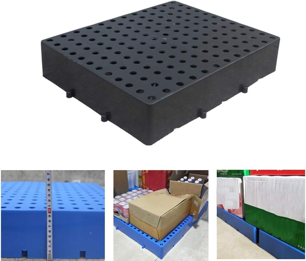 LIANGJUN-Palés Pallet plástico Almacén Almacenamiento Cuadrícula Ventilación Resistente Al Desgaste Almacenar Jardín Al Aire Libre Portátil, 2 Colores, Tamaño 4 (Color : Black, Size : 40x60x10cm)