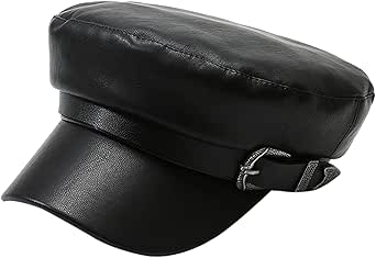 Nouvelle Mode Femmes Fiddler Cap Gavroche Chapeau En Cuir PU Visière Béret Cap P