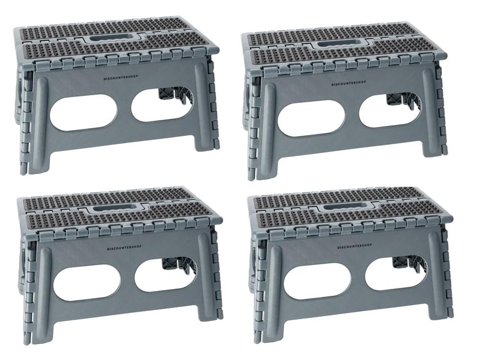 Lot de 4 tabourets de cuisine pliants gris en plastique de Discountershop