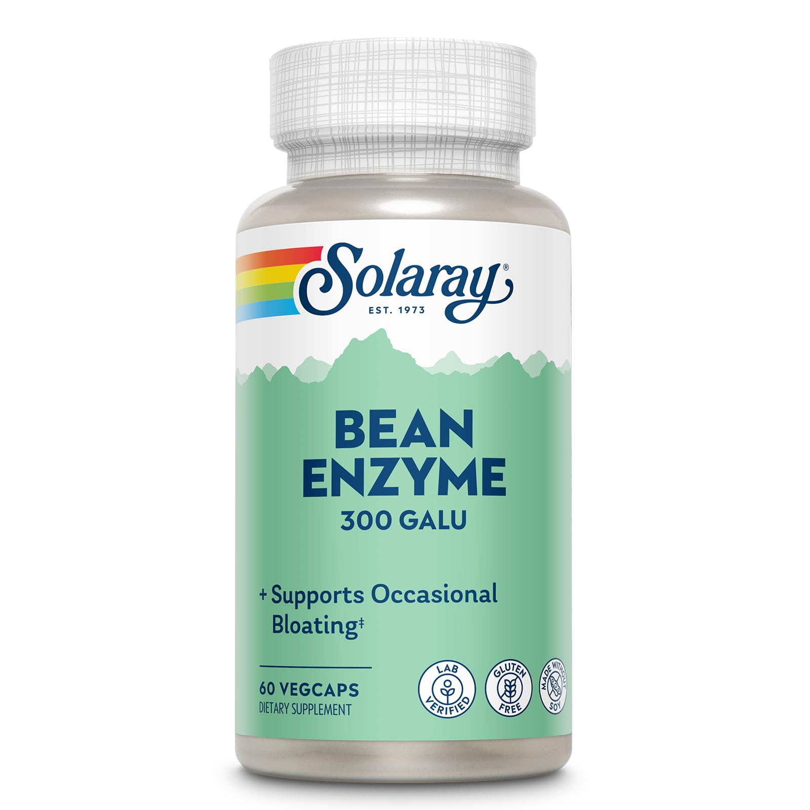 SOLARAY Enzima digestiva alfa-galactosidase 300 GalU, 20 mg, 60 cápsulas vegetais