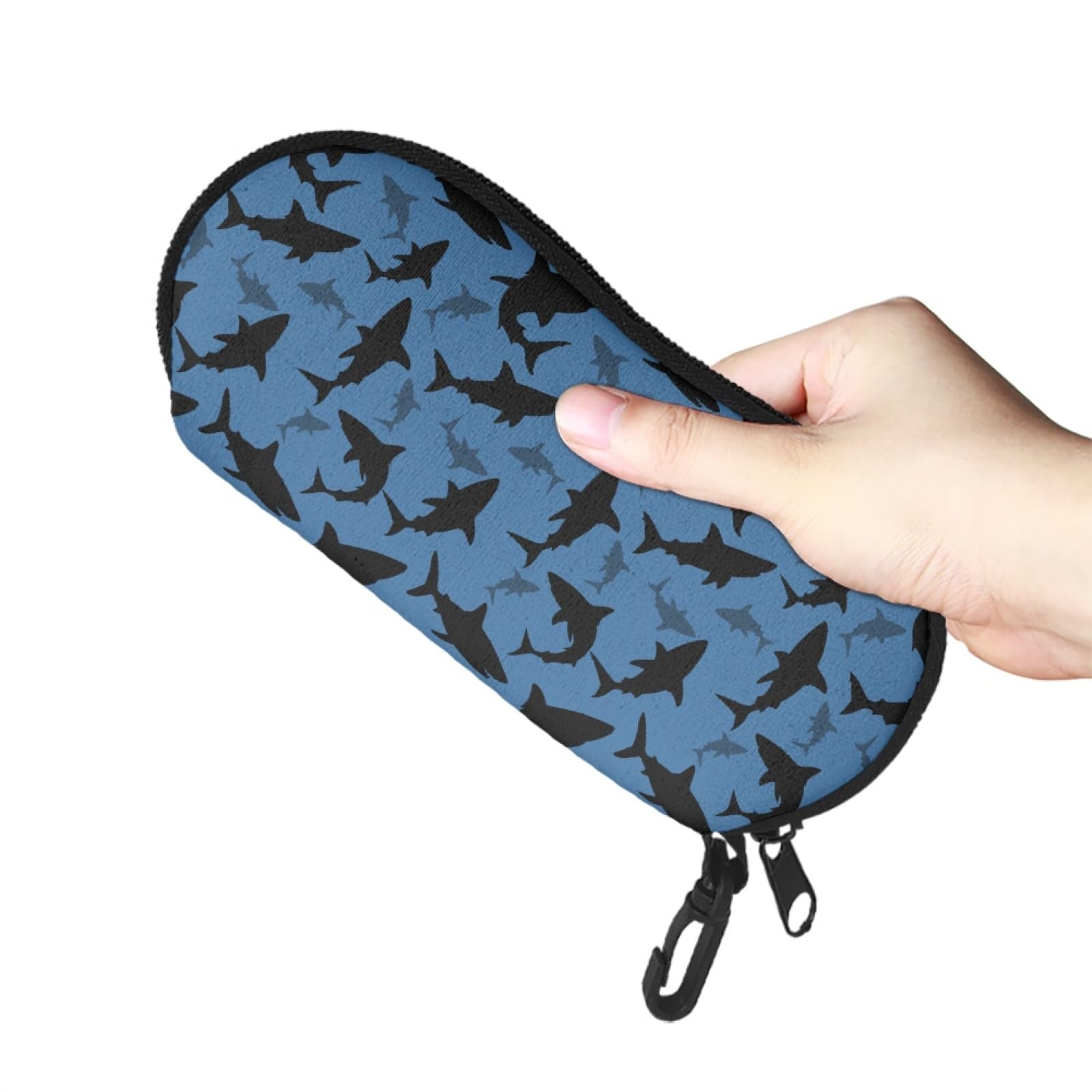 Brillenetui weich Sonnenbrillenetui Organizer Brillenetui mit Clip - Blau - Einheitsgröße