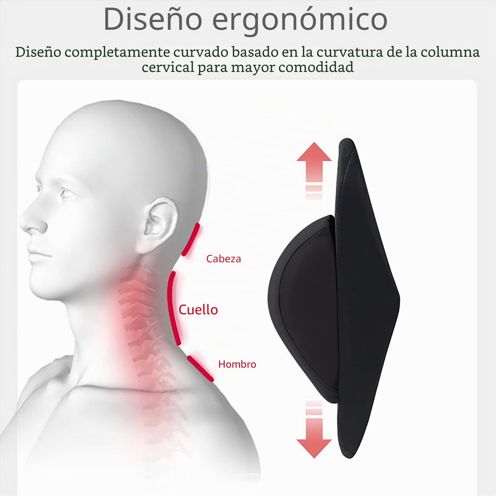 ZATOOTO Ajustable Reposacabezas Coche, Cojin Almohada Cervical Coche para Condu Oficina Gaming, CóModas Transpirables (Negro)