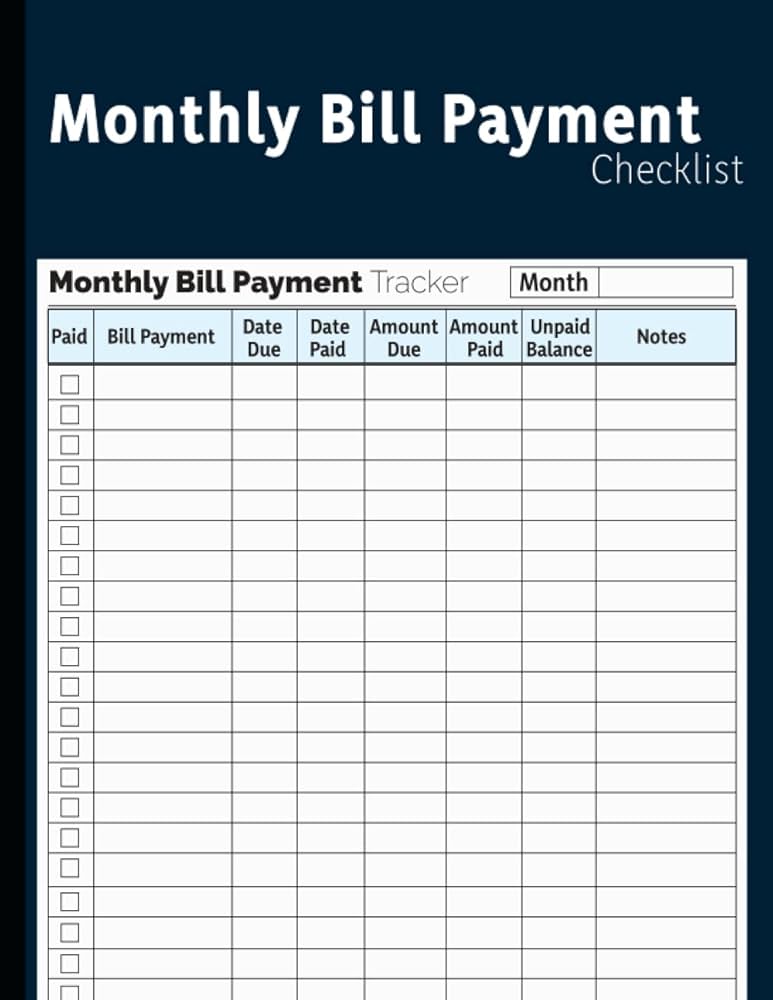 Monthly Bill Payment Checklist: Monthly Bill Payment Tracker and Ledger | Monthly Bill Payment Organizer | Log Book for Budgeting Financial | Simple Home Budget Spreadsheet | 8.5 monthly-bill-payment-checklist-monthly-bill-payment-tracker-and-ledger-monthly-bill-payment-organizer-log-book-for-budgeting-financial-simple-home-budget-spreadsheet-8-5-x-11-100-pages