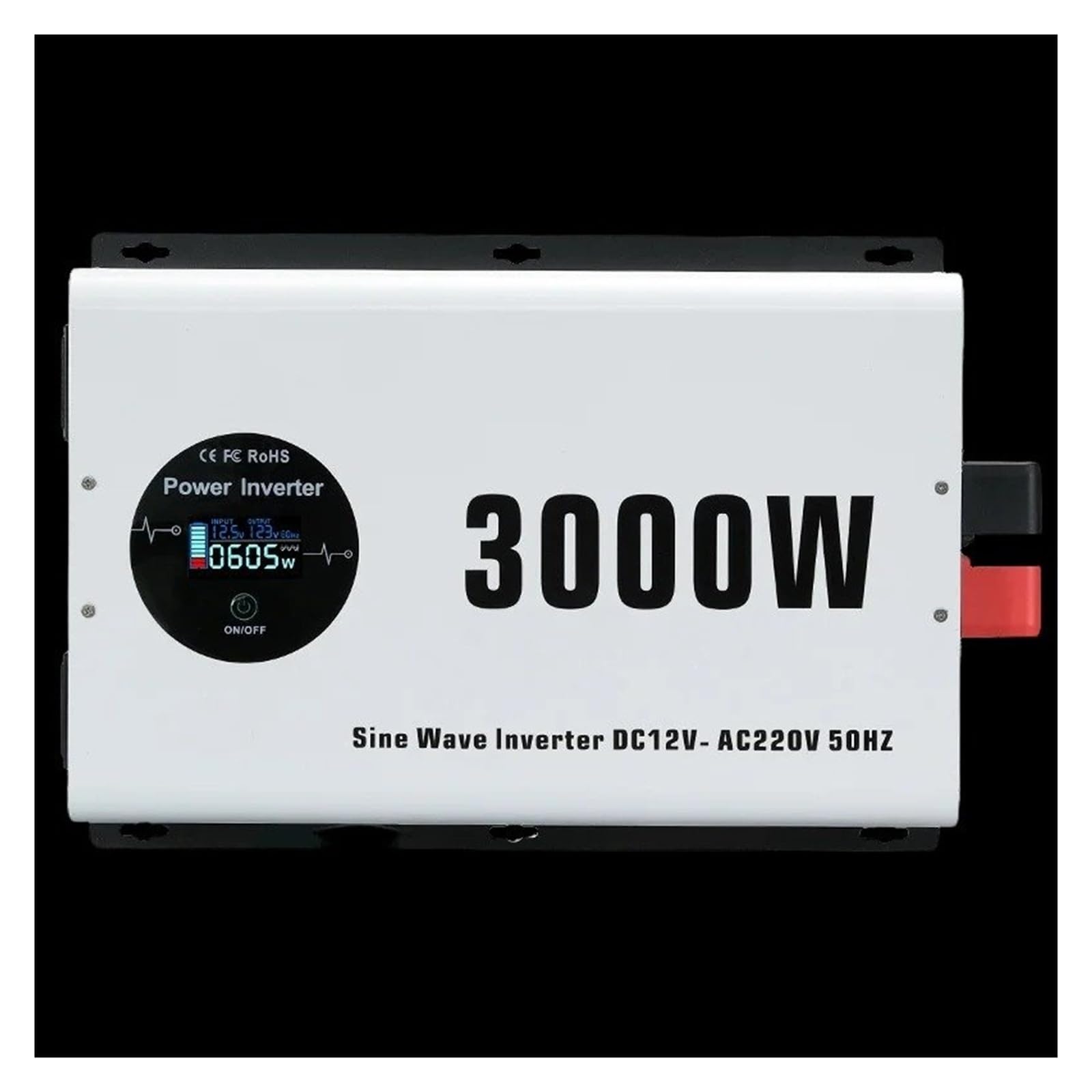 Inversor Potencia DC 12V/24V/48V AC 110V/220V 3000W Pico 6000 Vatios Inversor Potencia Onda Sinusoidal para Pura LCD Convertidor(Frequency 50Hz,12V,100V)