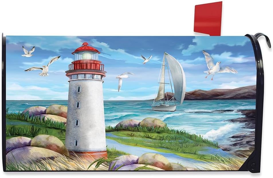 Briarwood Lane Coastal Lighthouse Summer Mailbox Cover