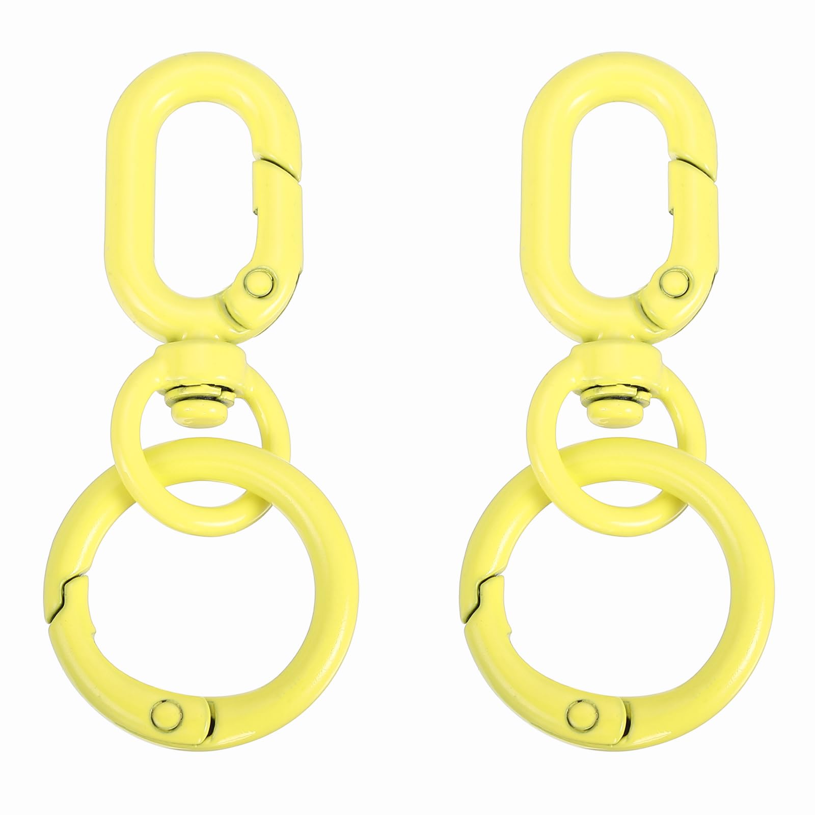 PATIKIL 2.2" Swivel Snap Hooks with Key Rings, 2Pcs Double Opening Metal Oval Swivel Spring Clasp Clip with O Ring for DIY Crafts Jewelry Lanyard Making, Yellow