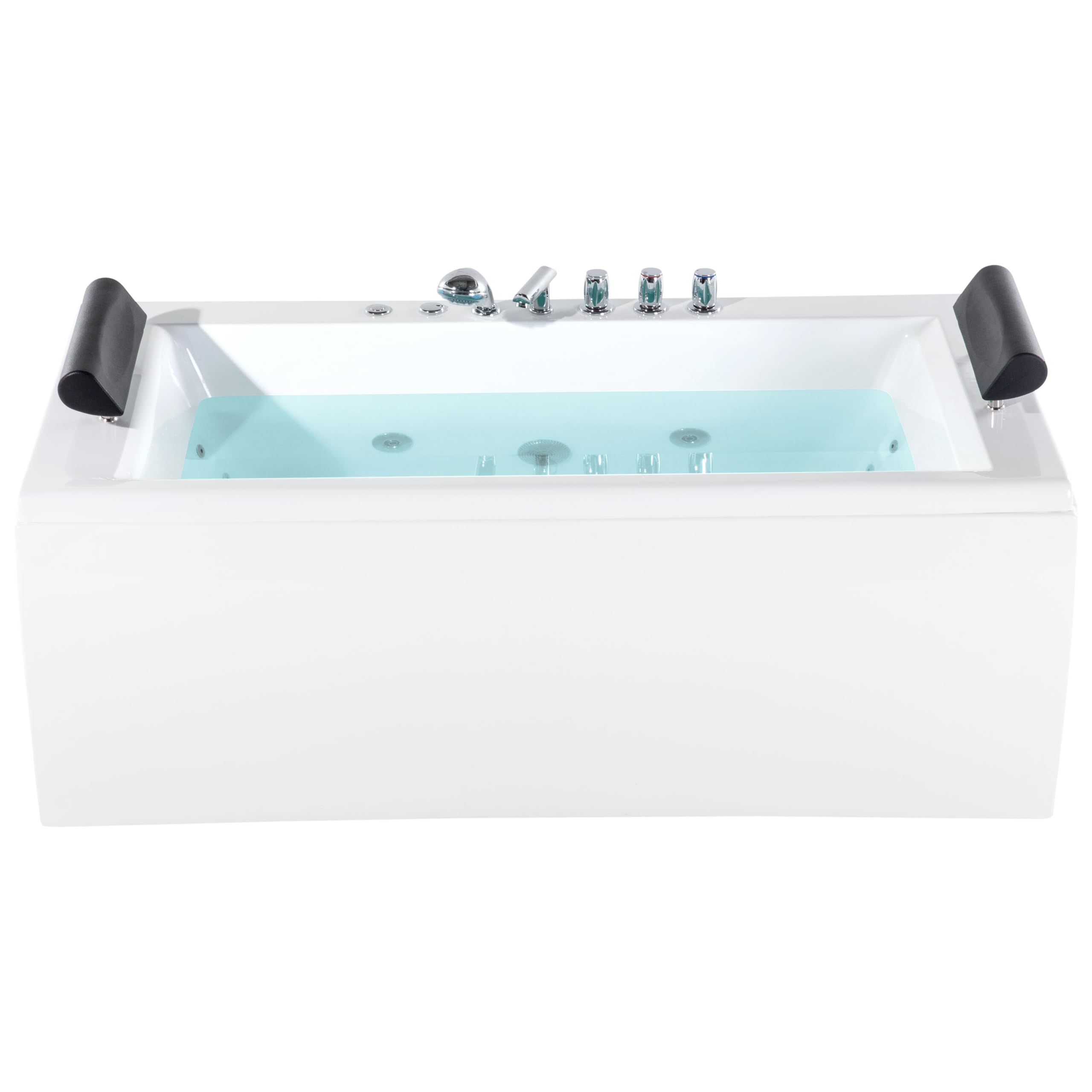 Bañera de hidromasaje de acrílico sanitario blanco plateado LED 172 x 83 cm moderno Montego