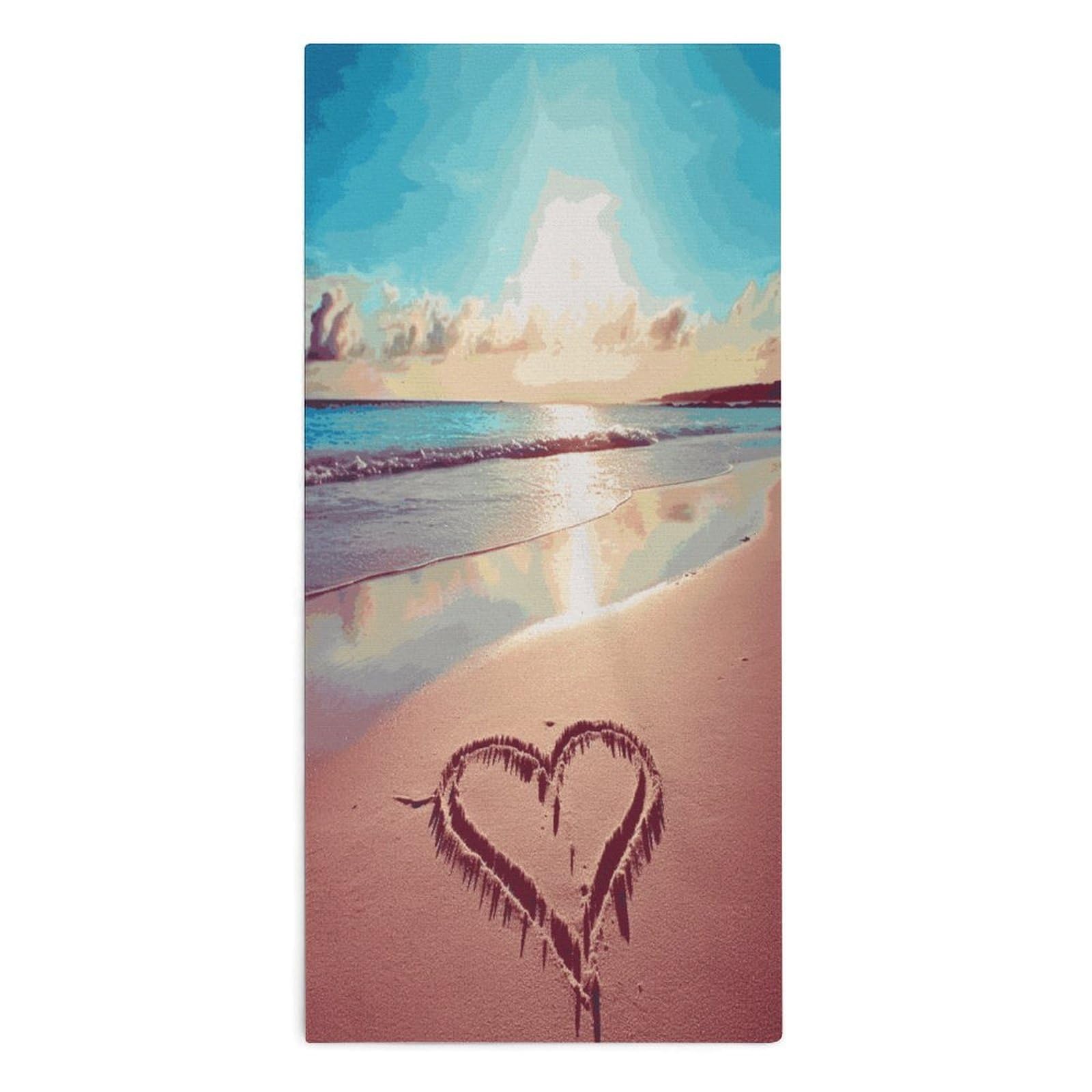 VstaDank Love Beach Towel Quick Dry Absorbent Towels for Beach Thin Soft Lightweight Travel Bath Towel Sand Free Super Microfiber Face Towels for Sport Bath Adults