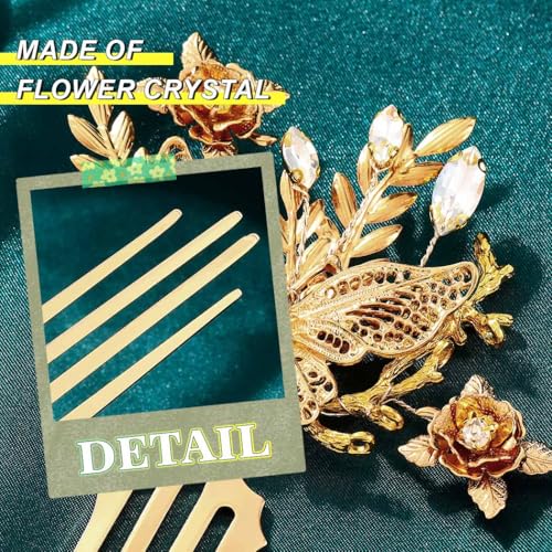 Accesorio de cabello dorado con pedrería para boda miniatura 4