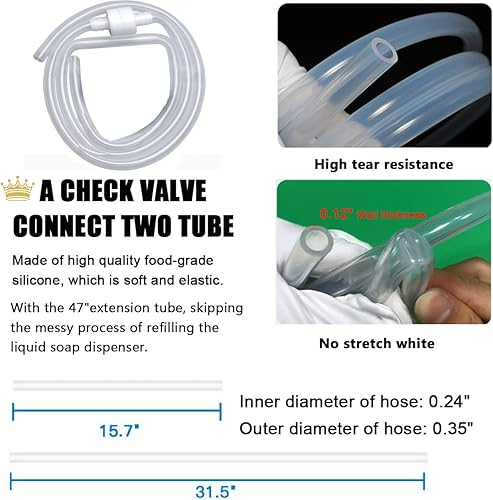 Miniatura 3 de SonTiy Kit de tubo de extensión dispensador de jabón con valor de control mejorado, tubo dispensador de jabón debajo del mostrador de 47 pulgadas