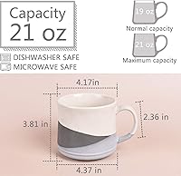 Vista 54 de Bosmarlin Large Stoneware Coffee Mug, Big Tea Cup for Office and Home, 21 Oz, Dishwasher and Microwave Safe, 1 PCS (Geometry-Green)