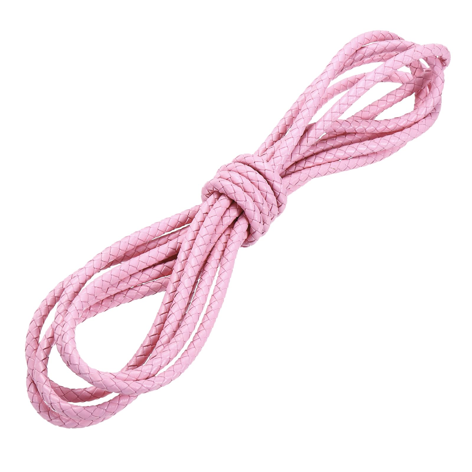 Corde de collier tressée rose 5mm cordon cuir pour perlage artisanat et création bijoux DIY