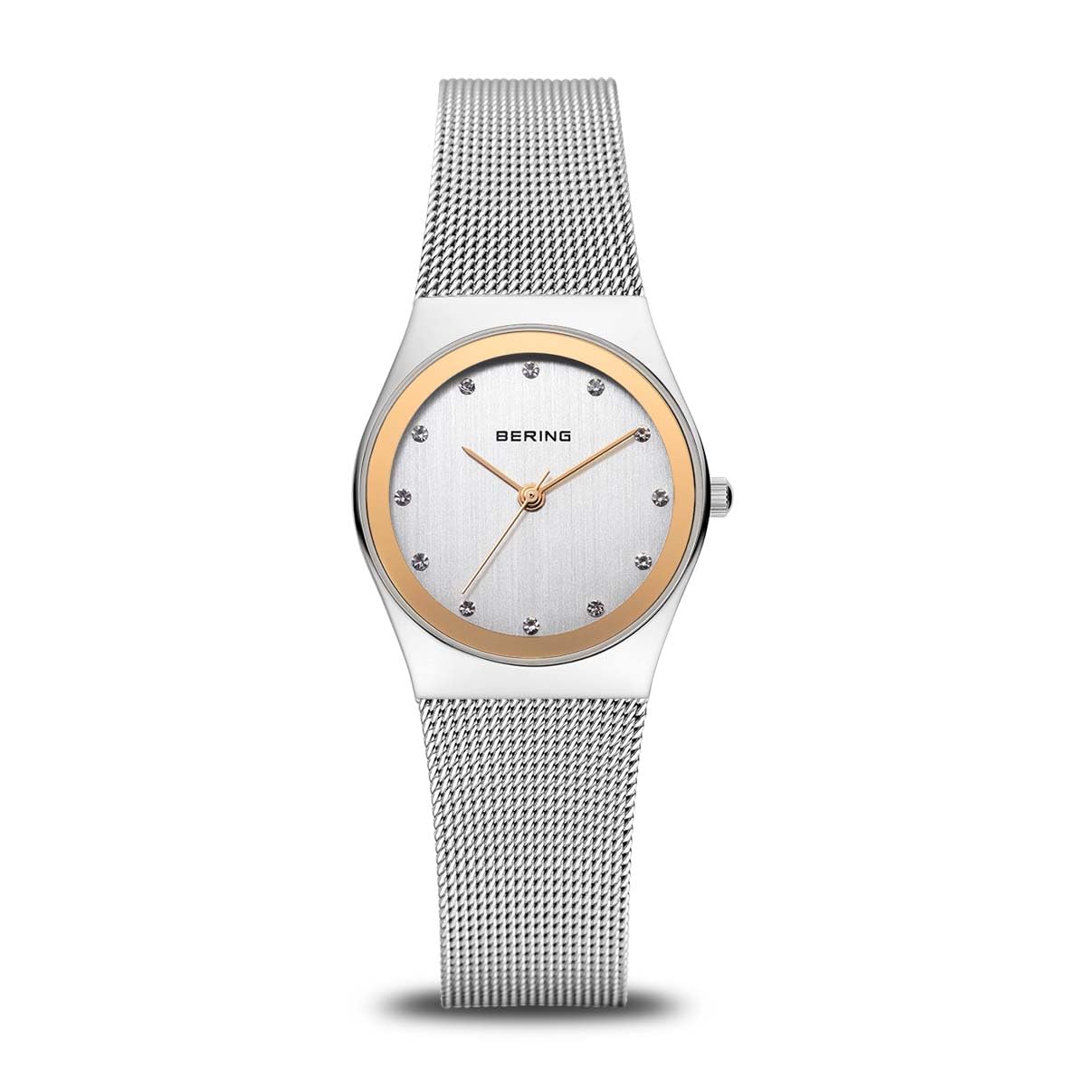 Bering Damen Quarz Uhr | Armbanduhr 27 mm Edelstahlgehäuse und Zifferblatt | Milanaisearmband | Saphierglas | 3 ATM | 12927