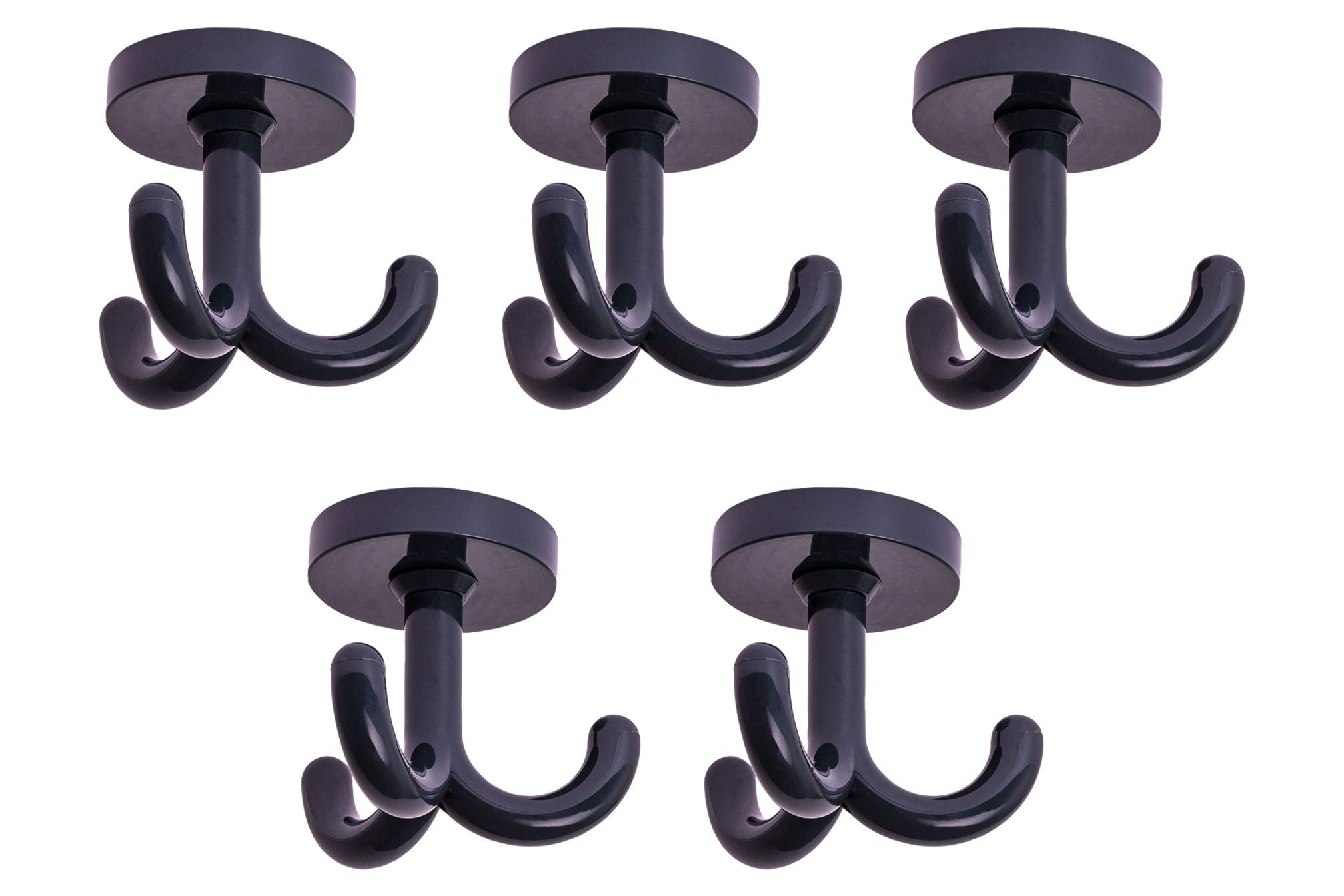 Gedotec Black,Grey Kita Plastic Triple Hooks Undermount Clothes Hooks Ral 7016 Anthracite Hooks For Ceiling Wardrobe Nursery Swivel Hooks Pack Of 5