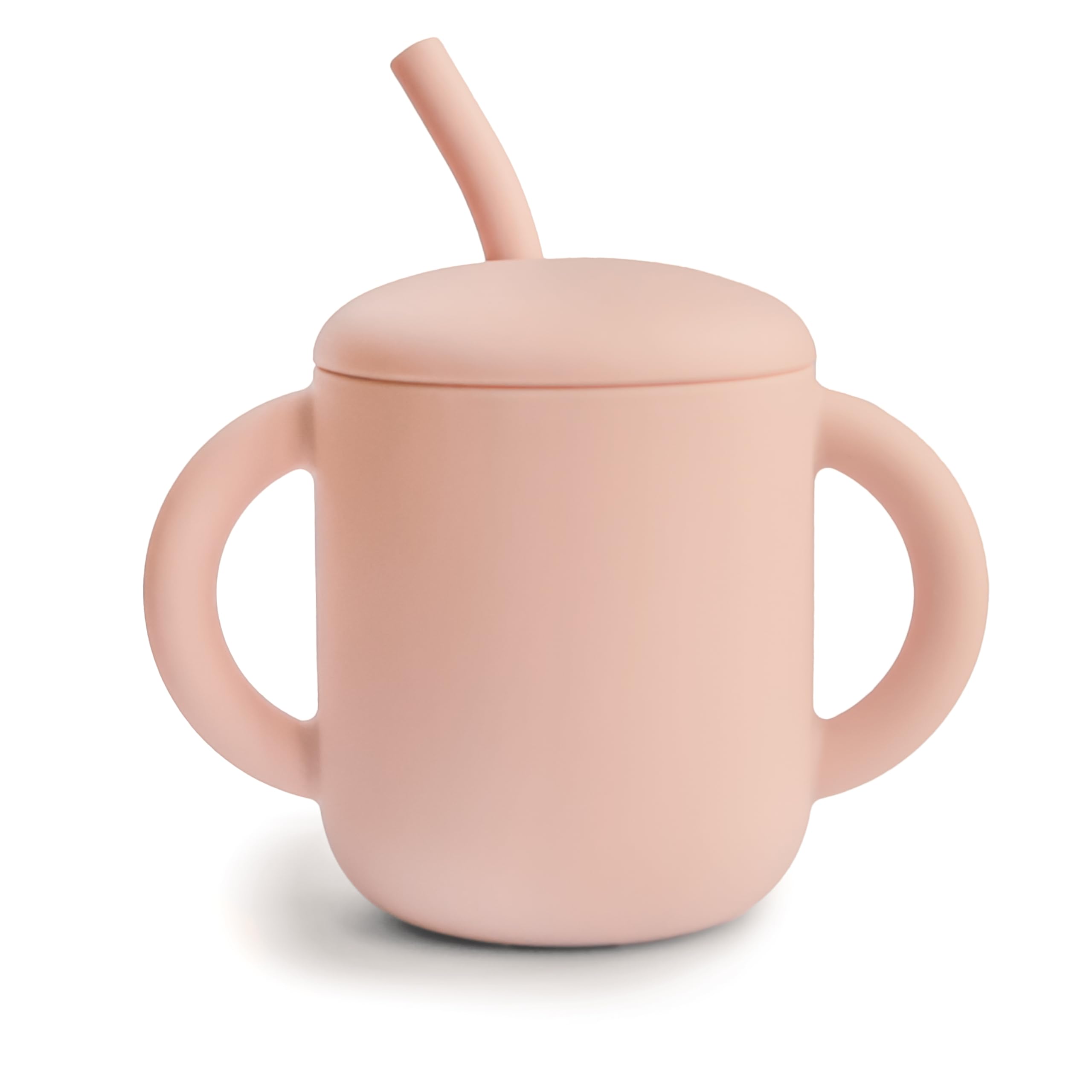mushie 100% Silicone Training Cup & Straw for Toddlers | 6 Months+ (Blush)